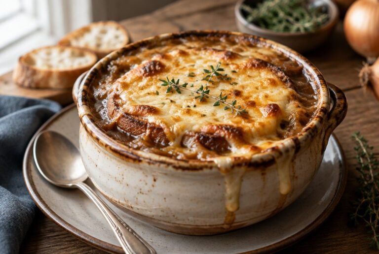 Sopa de Cebola Gratinada: Clássico Francês com Queijo Gruyère